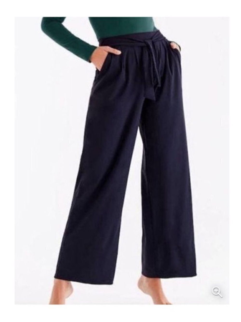 ADAY Navy Wide-Leg Snap It Up Tie Waist Pants | RARE! | XS